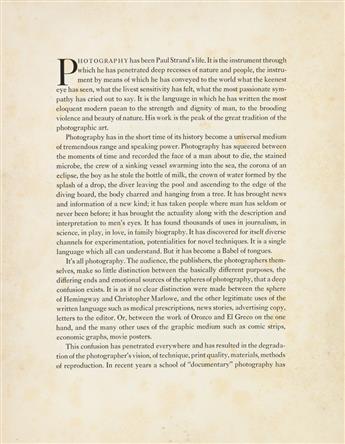 PAUL STRAND. Portfolio entitled I. Photographs of Mexico [The Mexican Portfolio].